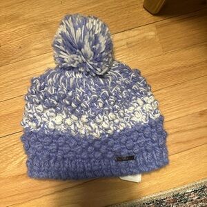 Spyder Purple and White fleece lined Knit Pom-Pom Hat